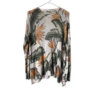 Mumu Mellow knit coverup top floral green yellow and white design long sleeved